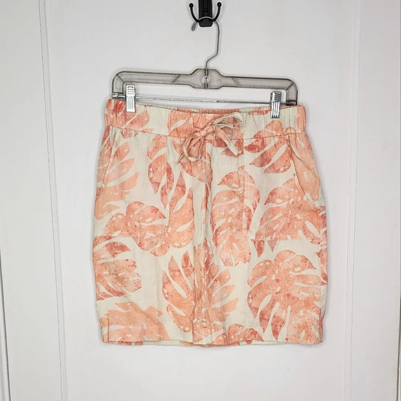 NWT Size Small Margaritaville 100% Linen Skirt Monstera Print Tropical Vacation - Picture 1 of 5